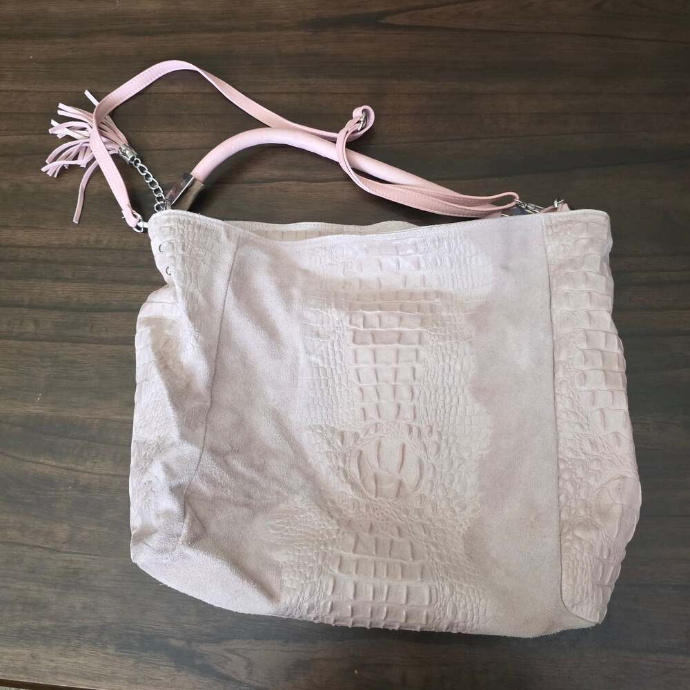 Anna Morellini Allessandra Genuine Leather Croc-Embossed Shoulder Bag